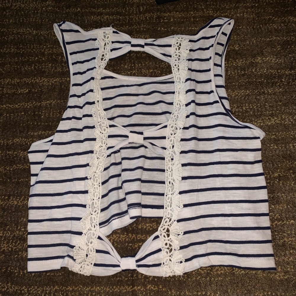 Cropped Striped Bow Tank